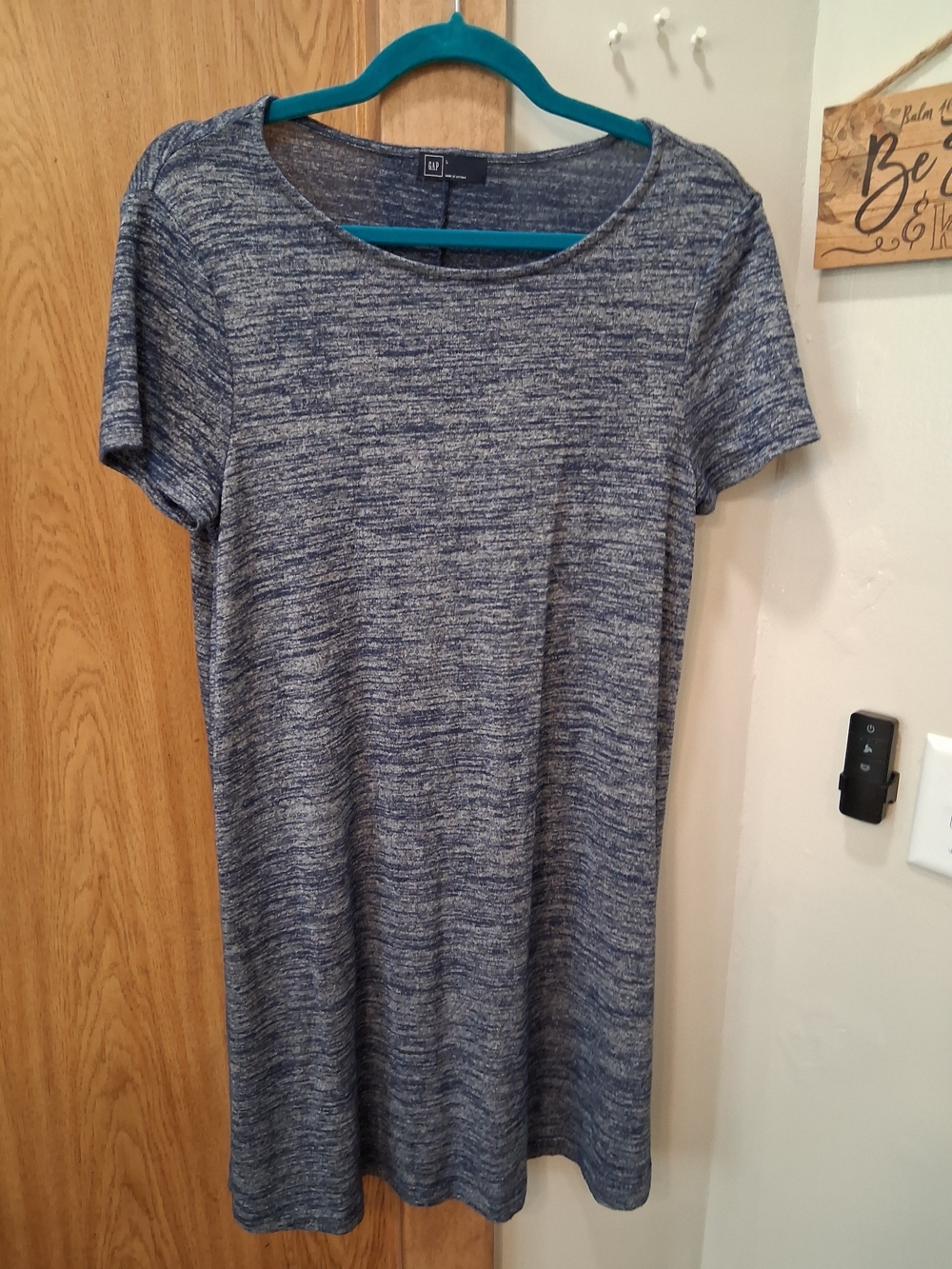 GAP Heathered Navy Short Sleeve Shift Dress